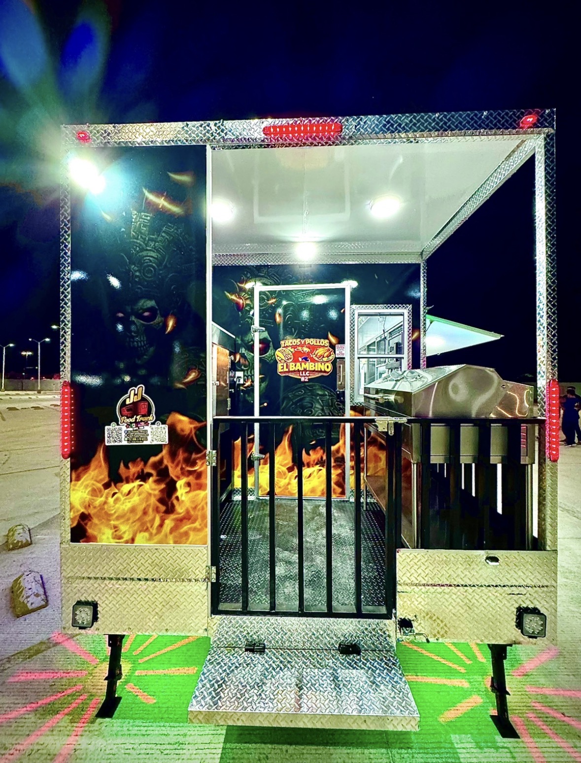 Rear porch view of the El Bambino custom food trailer