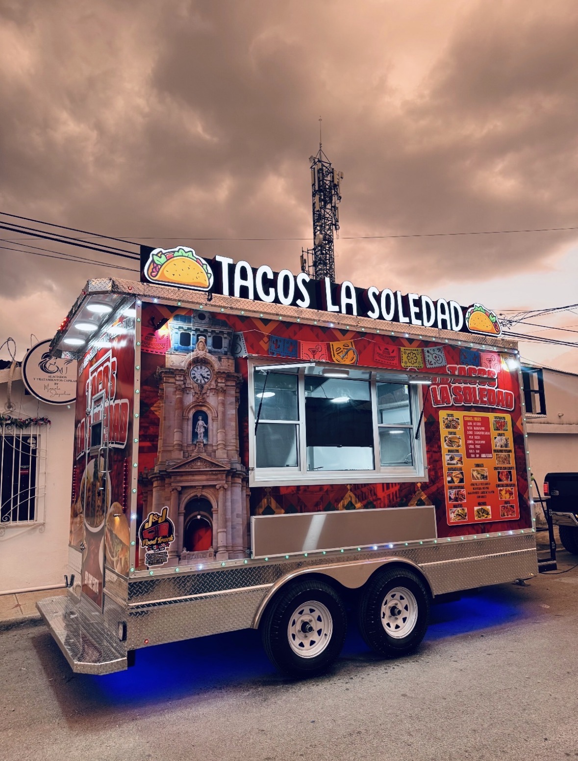 Tacos La Soledad food trailer built by J & A