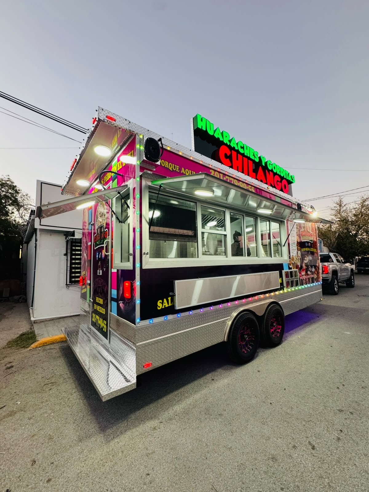 Rear view of the Chilango custom food trailer